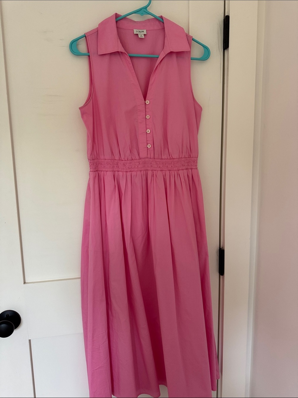 J. Crew Factory Sleeveless Collared Pink Midi Dress